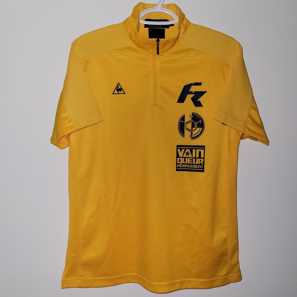 Le Coq Sportif Golf Collection 1/4 Zip Pullover Polo Size Large Yellow